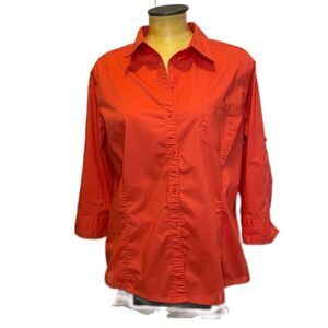Riders Lee Button Down Roll Up Sleeve Shirt XL Coral